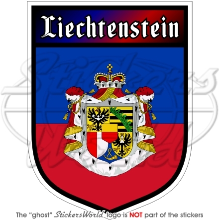 LIECHTENSTEIN Principality Shield 100mm Vinyl Bumper Sticker, Decal