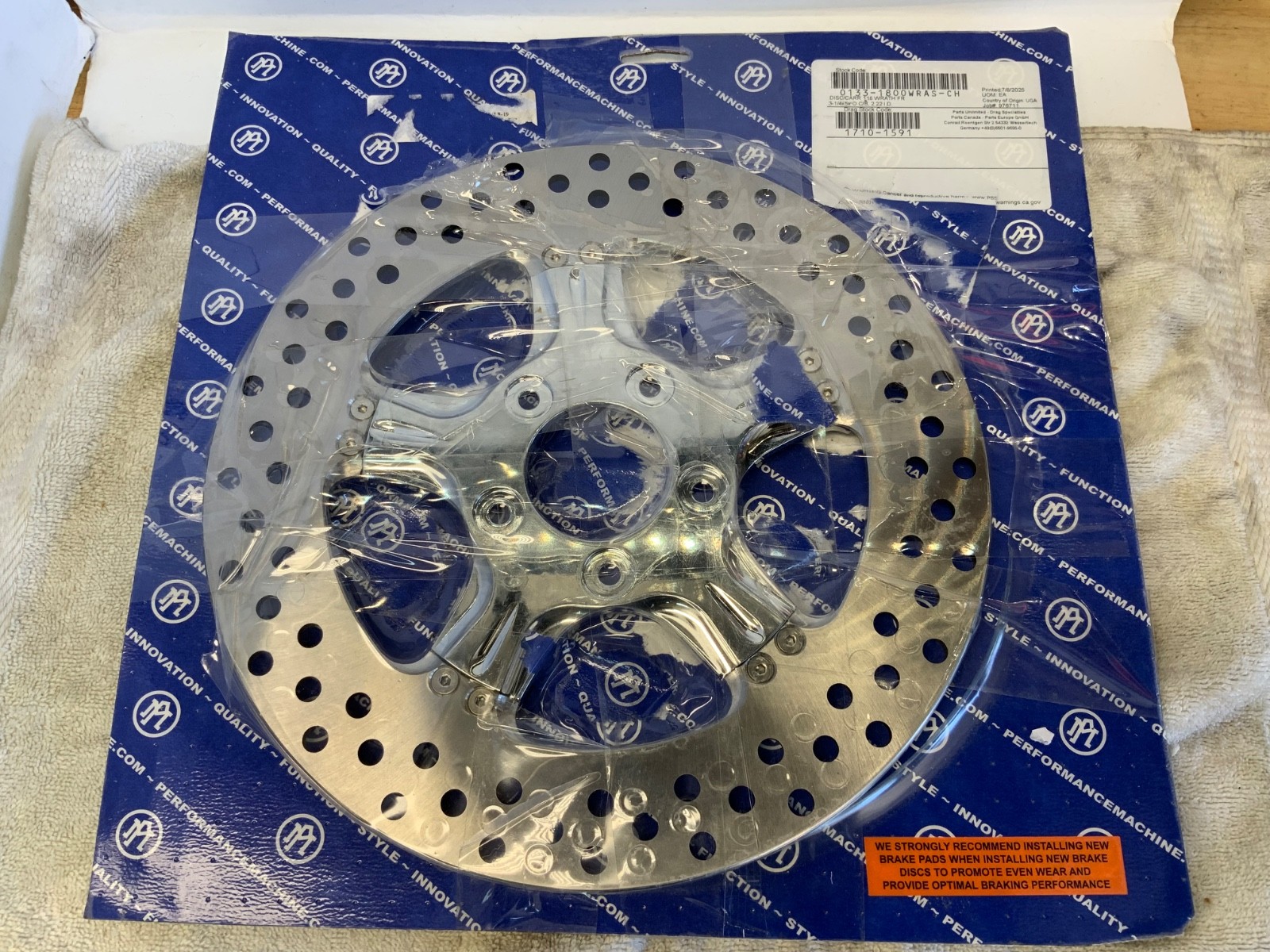 Harley NEW Performance Machine PM Ch Wrath 11.8 Left or Right Front Brake Rotor