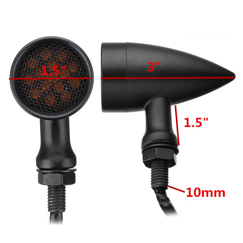 Black Motorcycle LED Turn Signals Amber Lights For Honda Shadow 750 1100 VTX1800