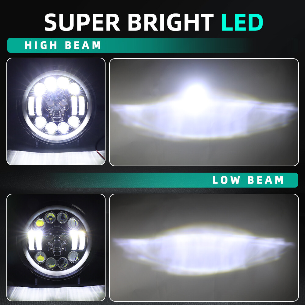 7″ RGB Round Motorcycle LED Headlight Hi/Lo Beam Turn Signal DRL Lamp For Motor