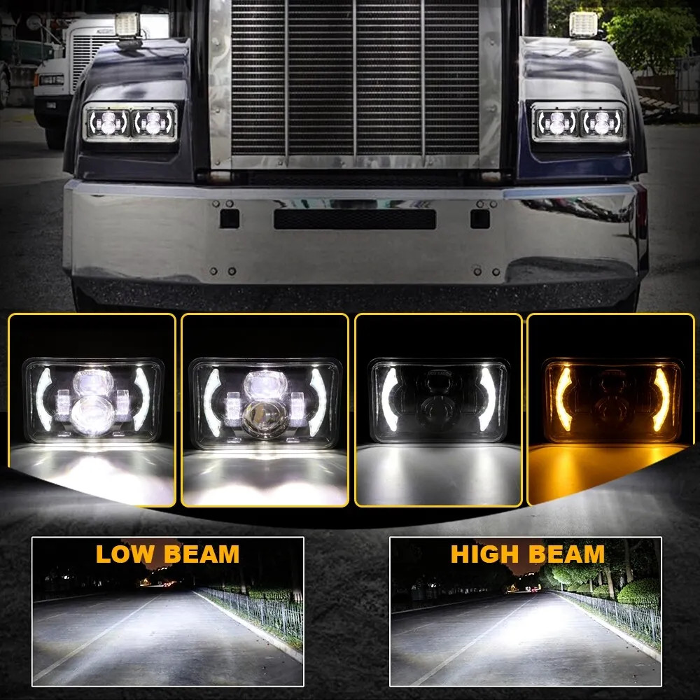4×6″ LED Headlight Halo Projector Hi-Lo Sealed Beam For YAMAHA TW200 DT 125 RE