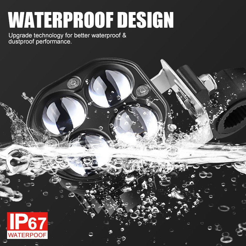2X 60W 10000LM LED Motorcycle Driving Fog Spot Light Auxiliary Lamp White+Amber