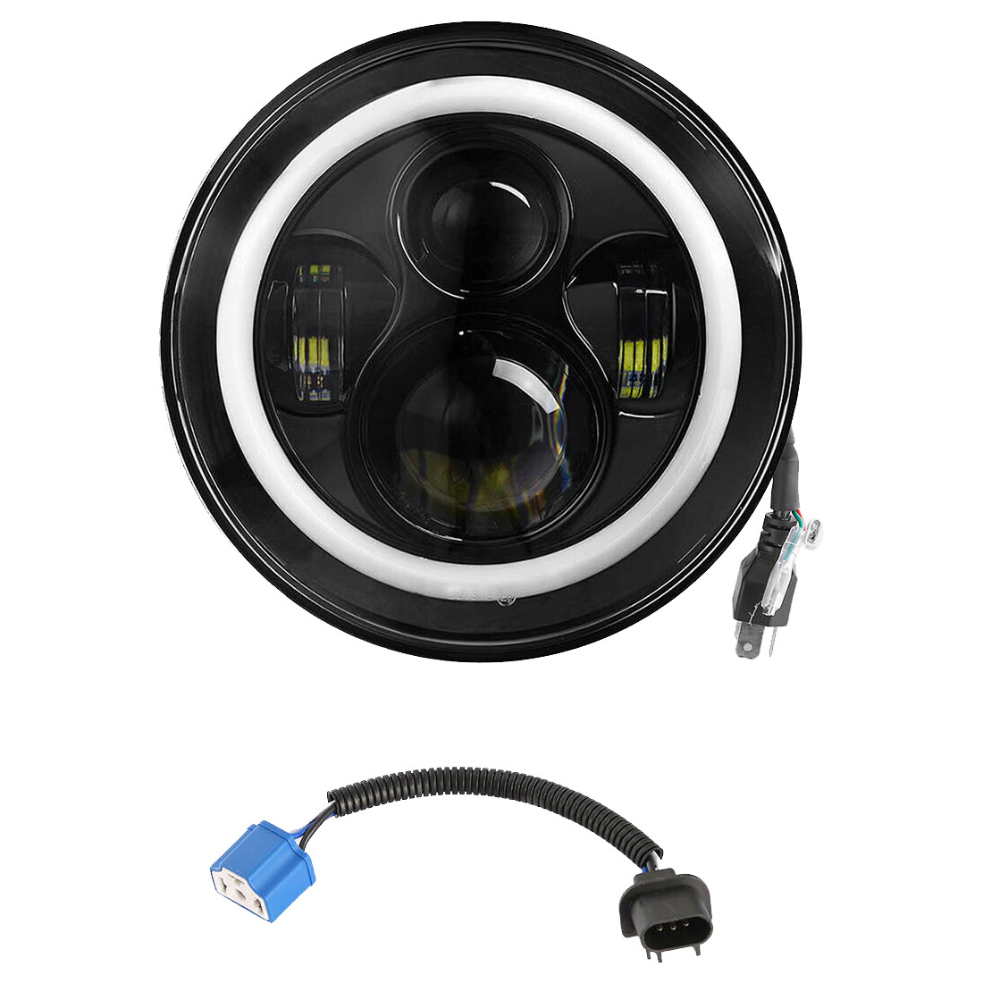 7” Inch Motorcycle LED Round Headlight Green halo Lights For Harley Davidson