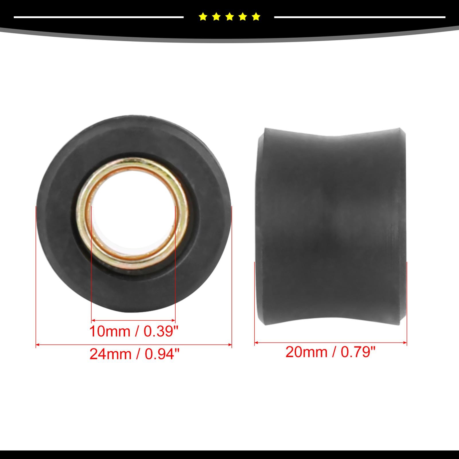 Universal Piece of 10 10mm Rear Shock Absorber Cushion Rubber Ring Bushing Black