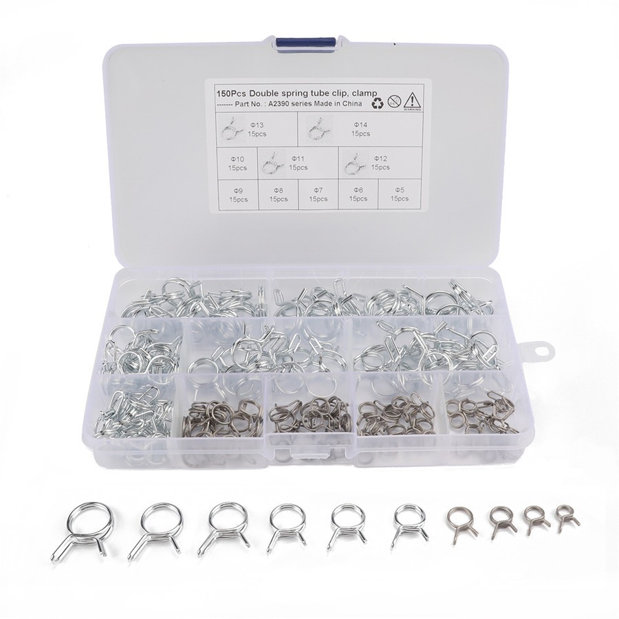150Pcs Motorcycle Fuel Line Hose Tubing Spring Clips Clamps Stainless Steel 304