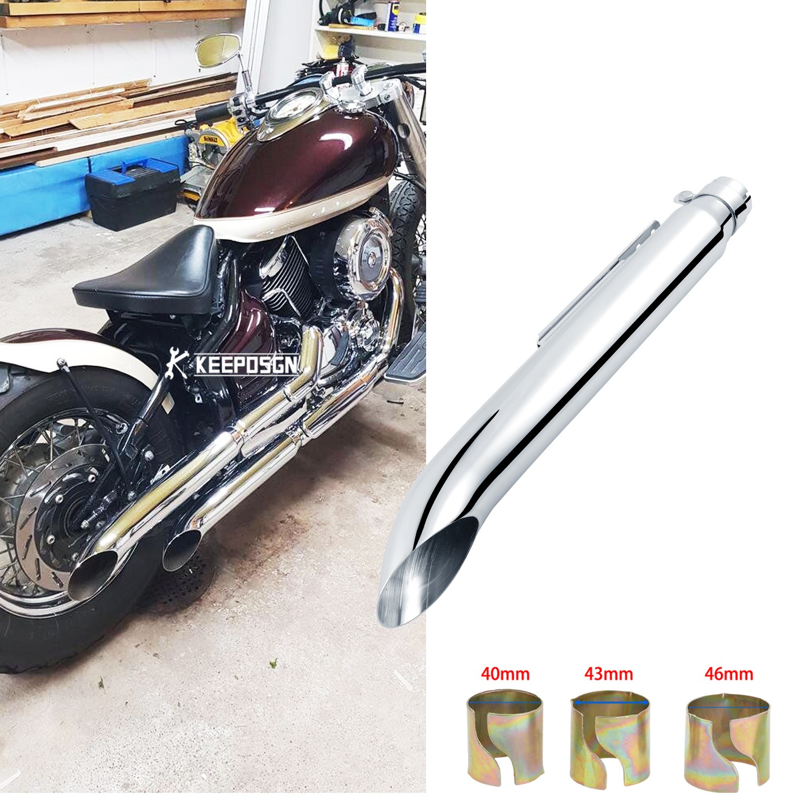 For Yamaha V Star XVS 650 250 125 Exhaust Muffler Pipe Stainless Steel Slip-On