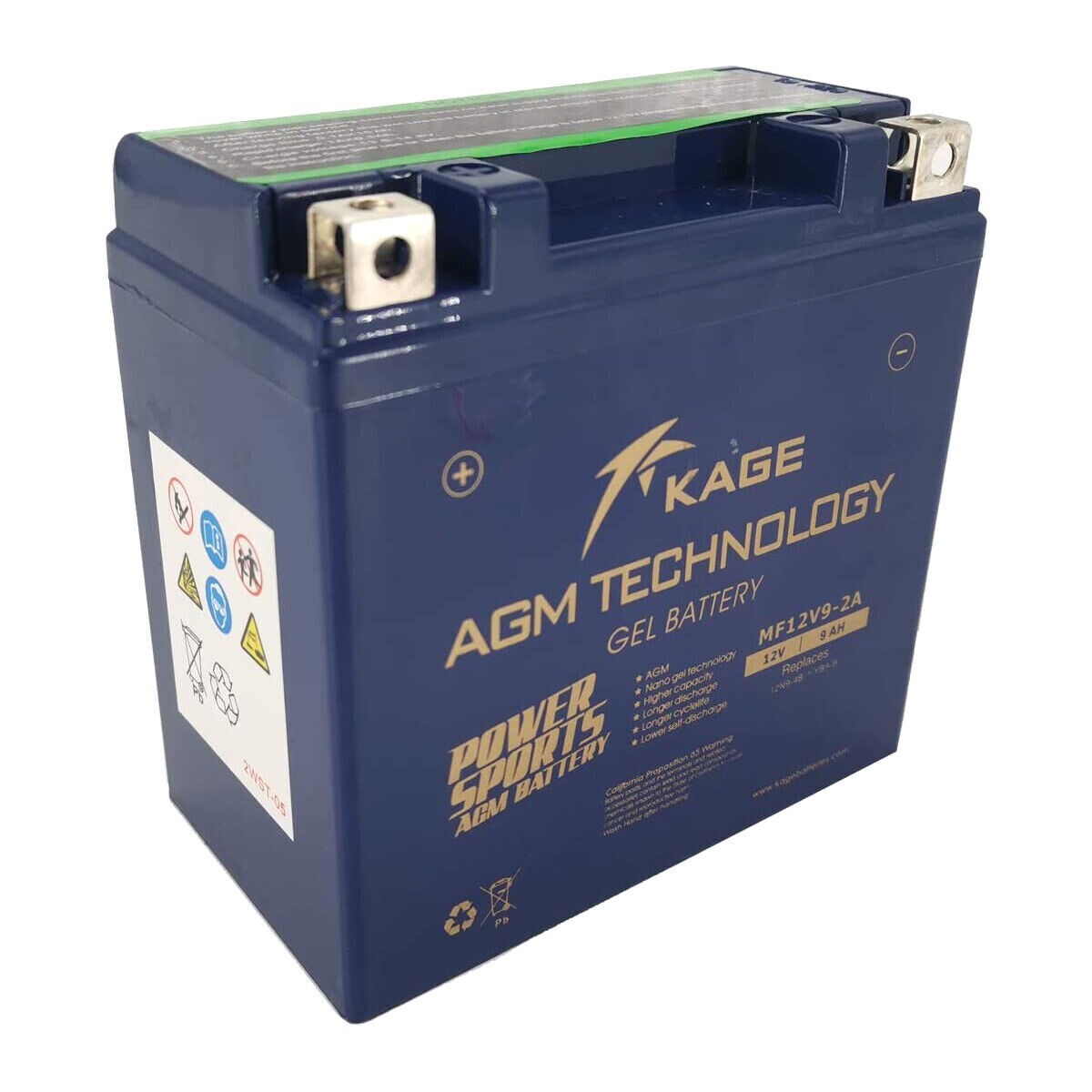 Kage MF12V9-2A YB9-B 12N9-4B-1 12V Sealed Maintenance GEL Battery 9Ah ATV UTV