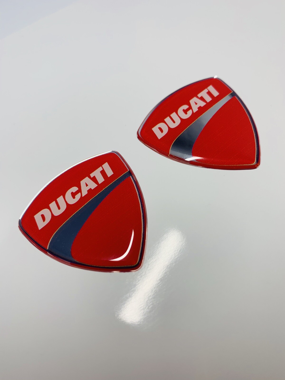 (2)1.5″x1.5″ Ducati Red Motorcycles Big Bike Helmet 3D Decal Raised Domed Emblem