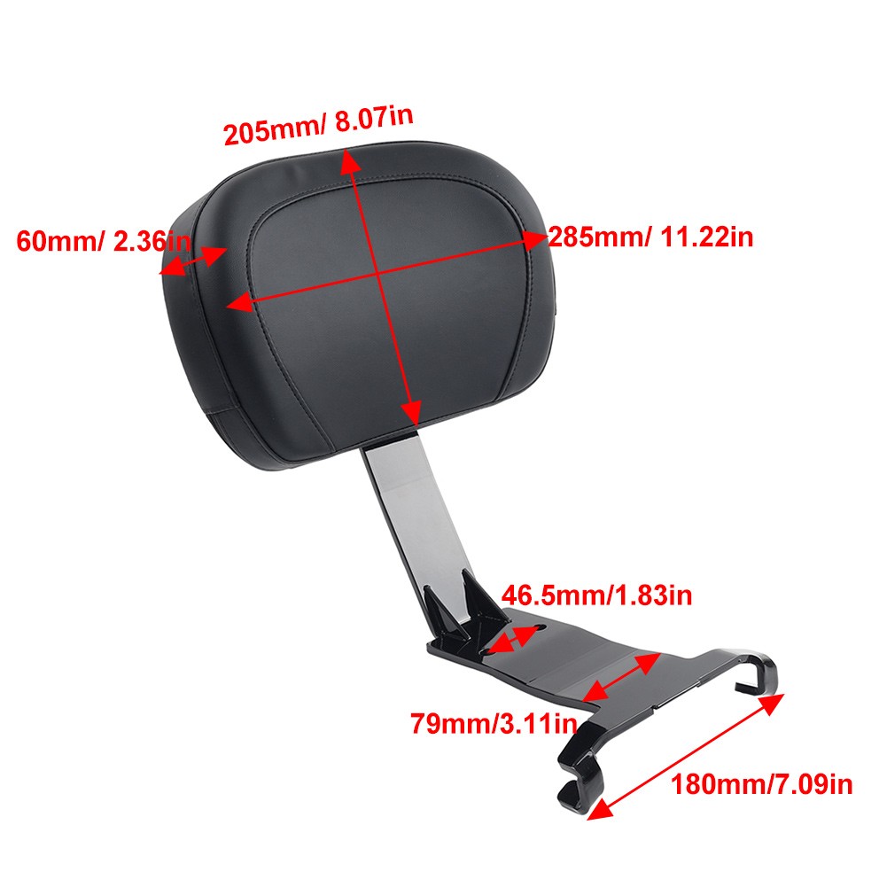 Passenger Backrest Pad w/ Mount Kit For Can-Am Ryker 600 900 Rally Sport 19-2023
