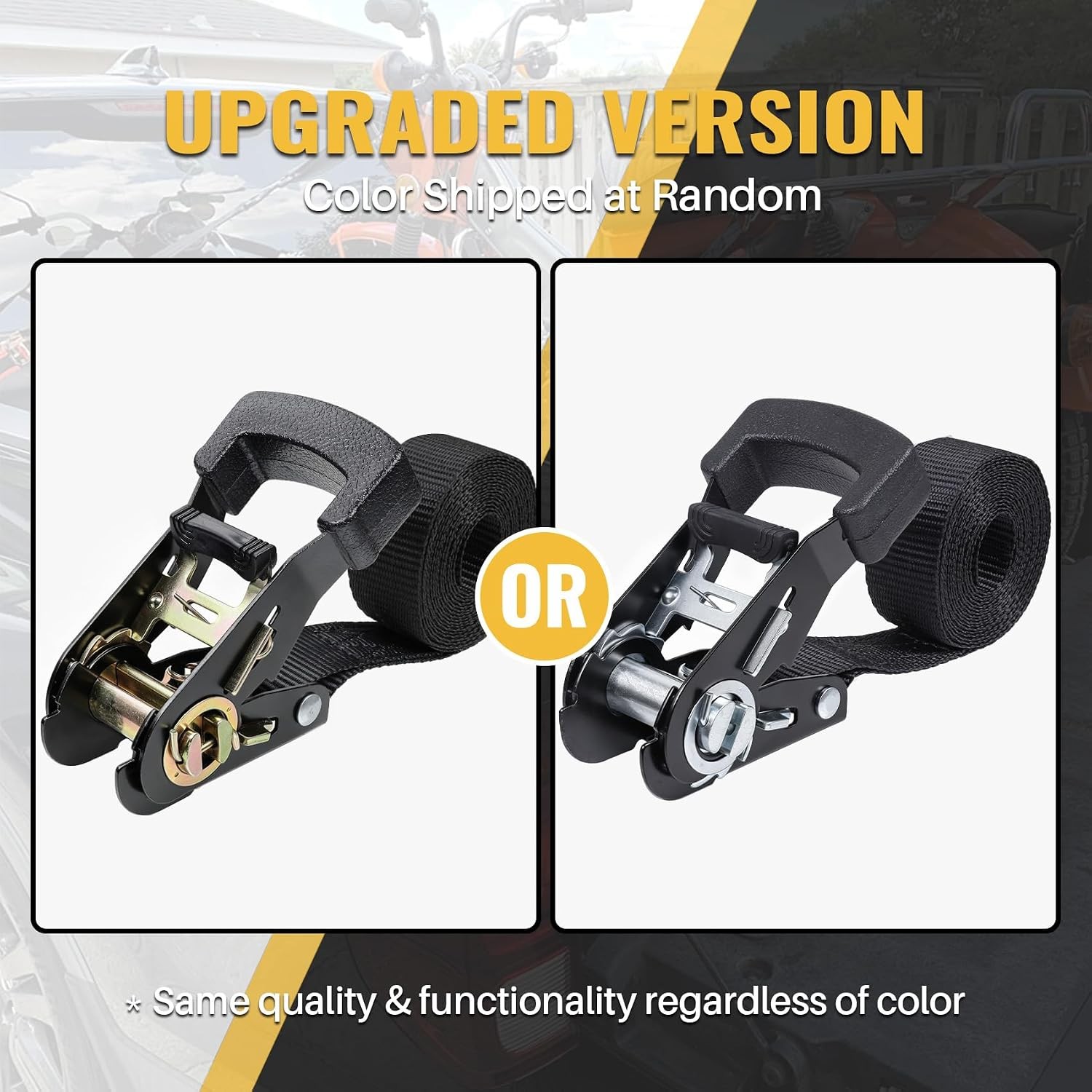 1×8′ Heavy Duty Ratchet Tie Down Straps 1860lbs Break Strength Black Cargo