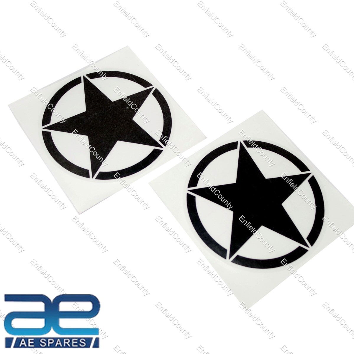 For Royal Enfield Bullet Tool Box Fuel Tank Star Sticker Decal 120mm x 2 AEs
