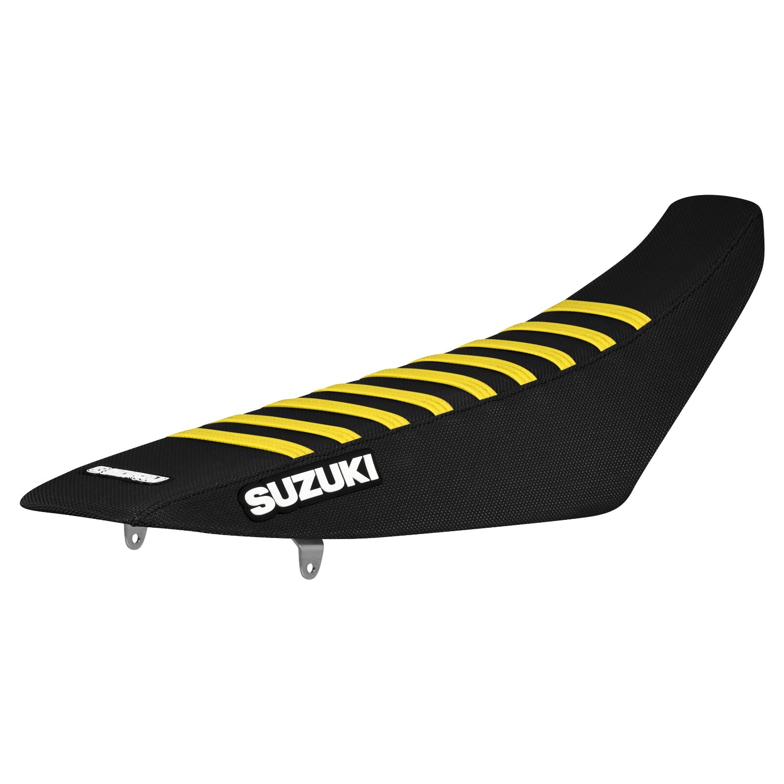 2004-2006 Suzuki RMZ 250 Seat Cover Gripper ALL BLACK / YELLOW RIBS LOGO #64