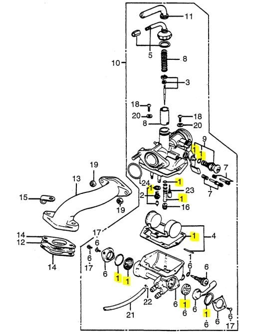 Honda ATC70 ATC 90 K Carburetor Gasket Kit CT70 90 Trail ST90 Genuine Gasket Set