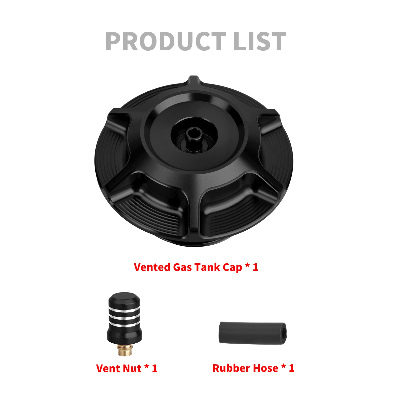 Black Vented Fuel Gas Tank Cap Vent Tube Universal For Harley Touring Softail