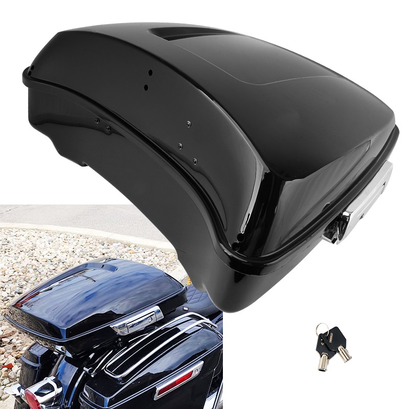 Vivid Black Razor Pack Trunk Chopped Backrest For Harley Road King Gilde 1997-20