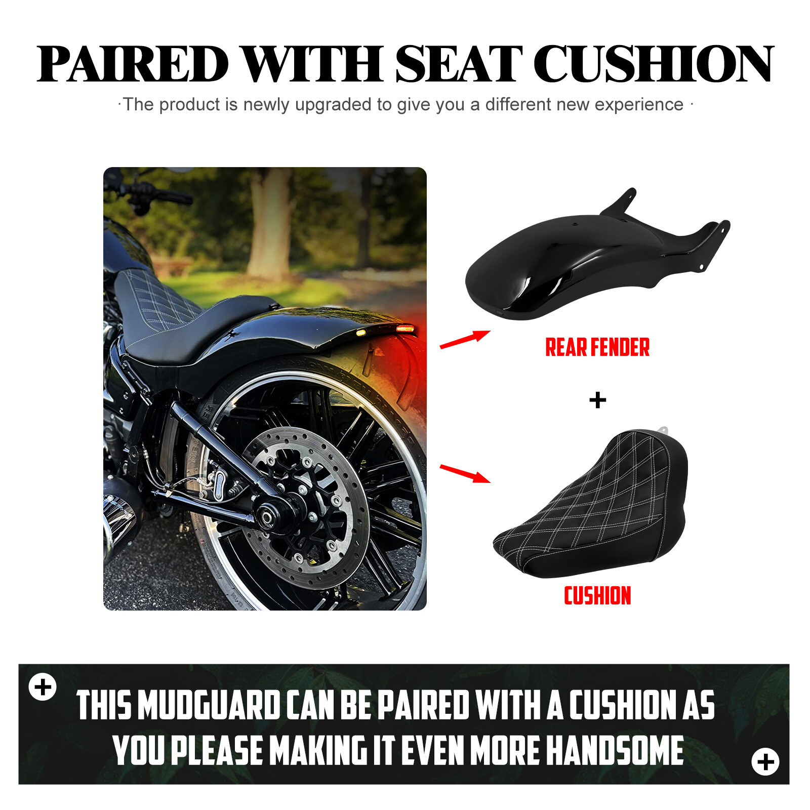 Black Front Driver Solo Seat For Harley 2013-2017 Breakout 2008-2017 Rocker C