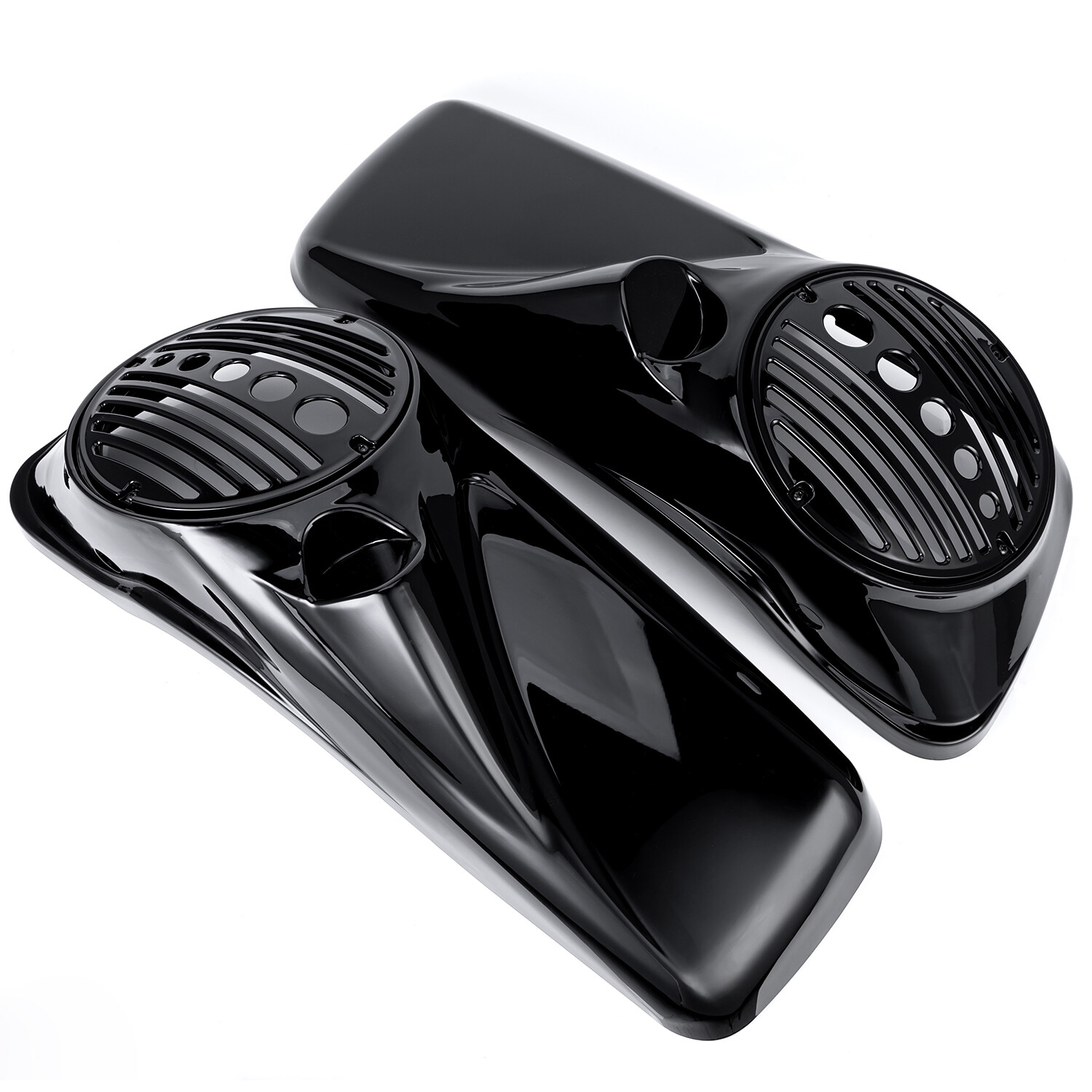 Vivid Black 8 inch Speaker Lids With Tweeter For Harley Touring 2014-2023 Models