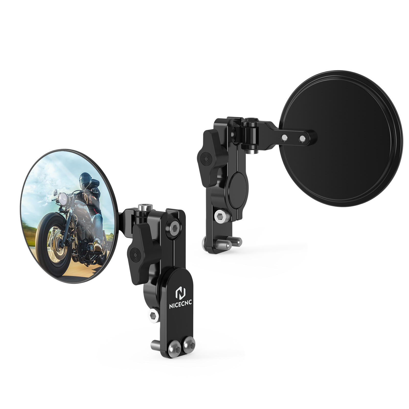 Universal Motorcycle Round Quick Flip Mirrors Kits Convex Glass For Off-Road