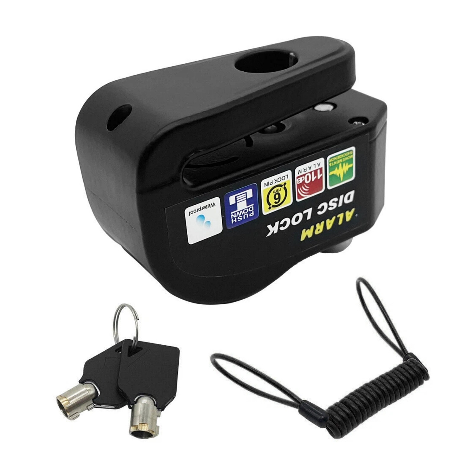 Waterproof Disc Brake Lock 110dB Alarm Anti-Theft for Bike Scooter Motorcycle