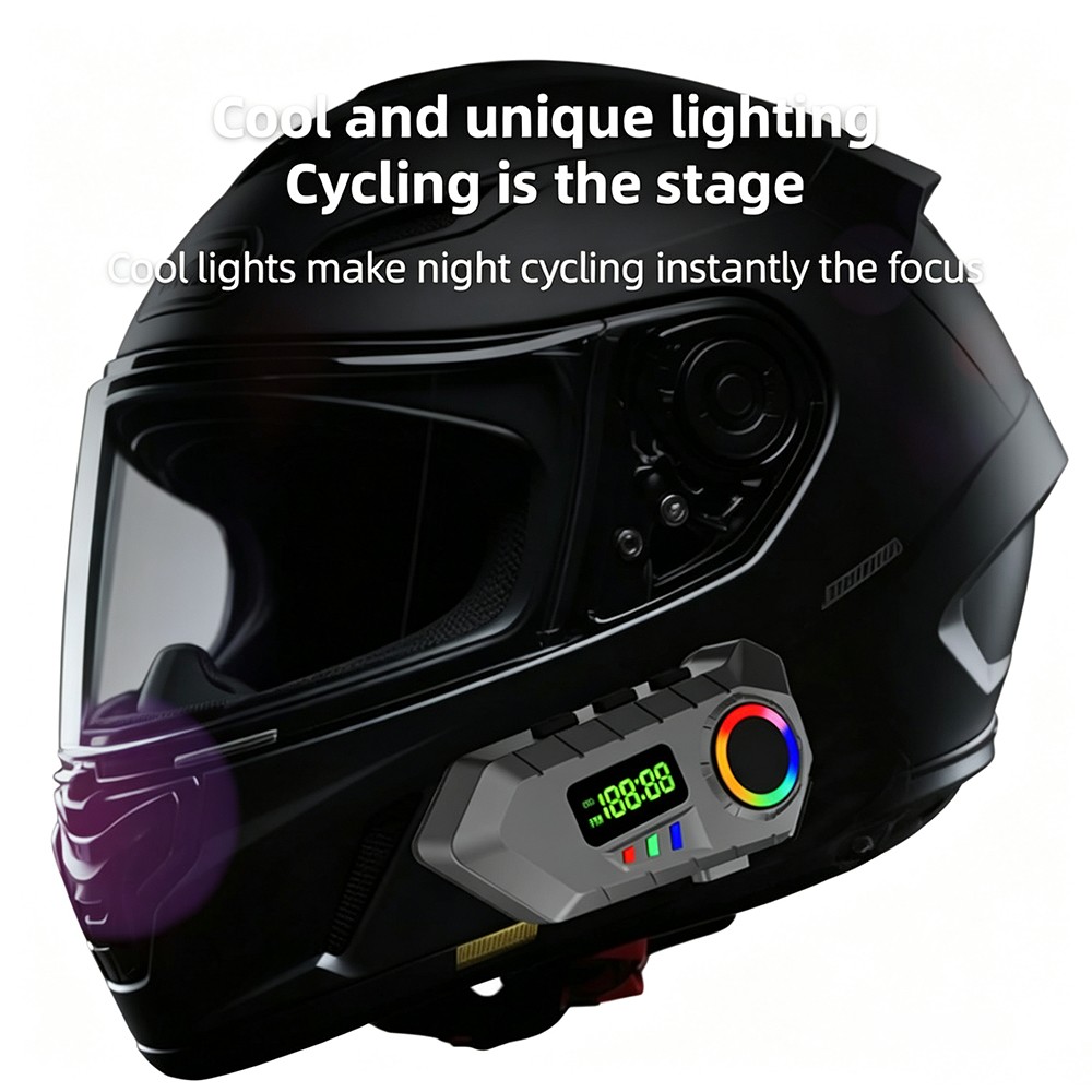 Motorcycle Helmet Intercom Bluetooth Headset LCD RGB Lights HiFi Stereo BT 6.0