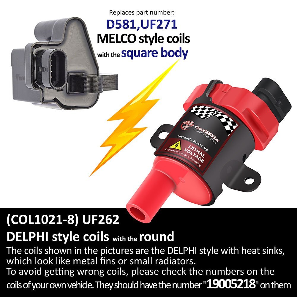 UF-271 PACK Of 8 Square Ignition Coils For Chevrolet GMC 4.8L 5.3L 6.0L 8.1L V8