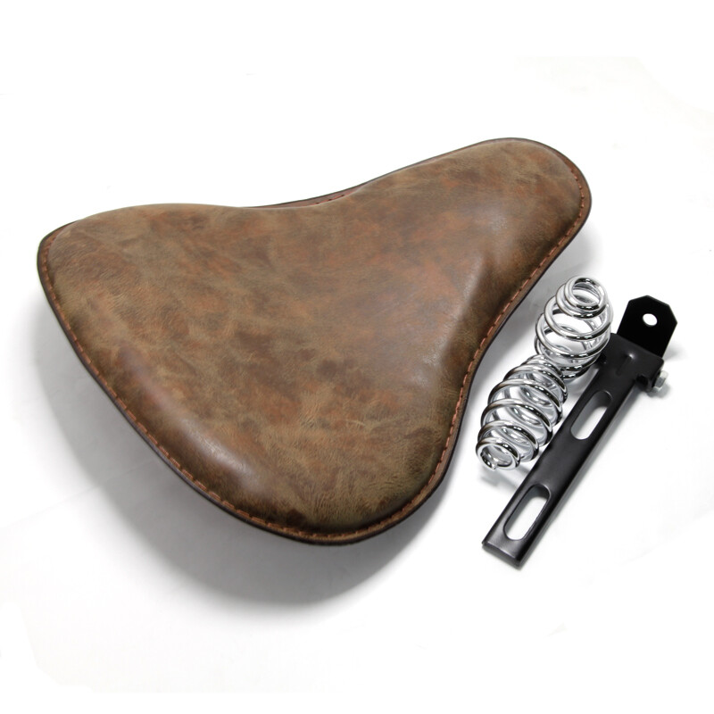Brown Motorcycle Leather Solo Seat Custom Fit For Harley Davidson Chopper Bobber