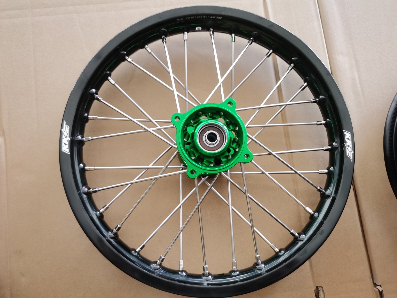 KKE 1.4*14/1.6*12 Mini Dirt Bike Wheels for Kawasaki KX65 2000-2024 Green Hub