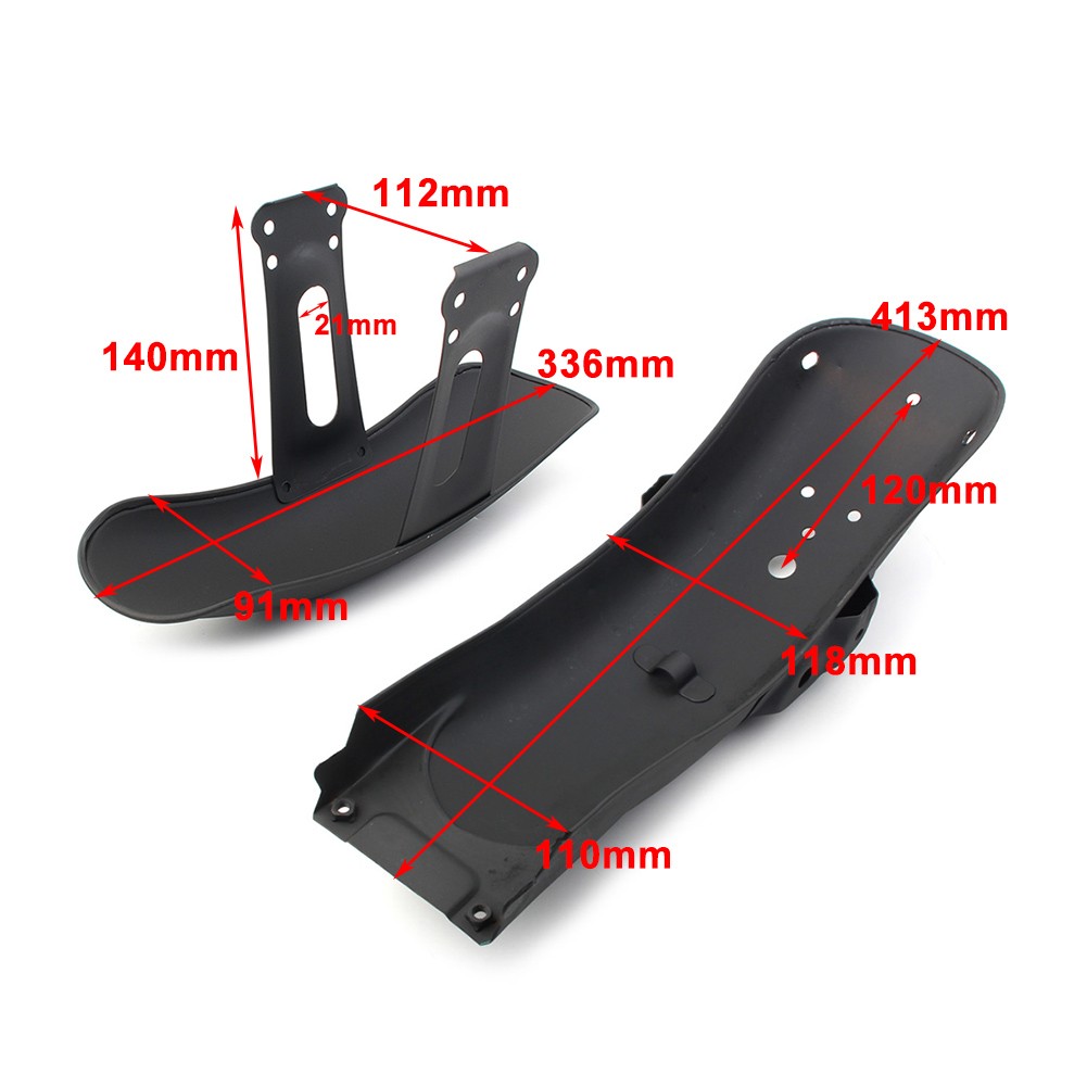 Black Metal Front+Rear Fender Mudguard Cover For Cafe Racer Retro CG125