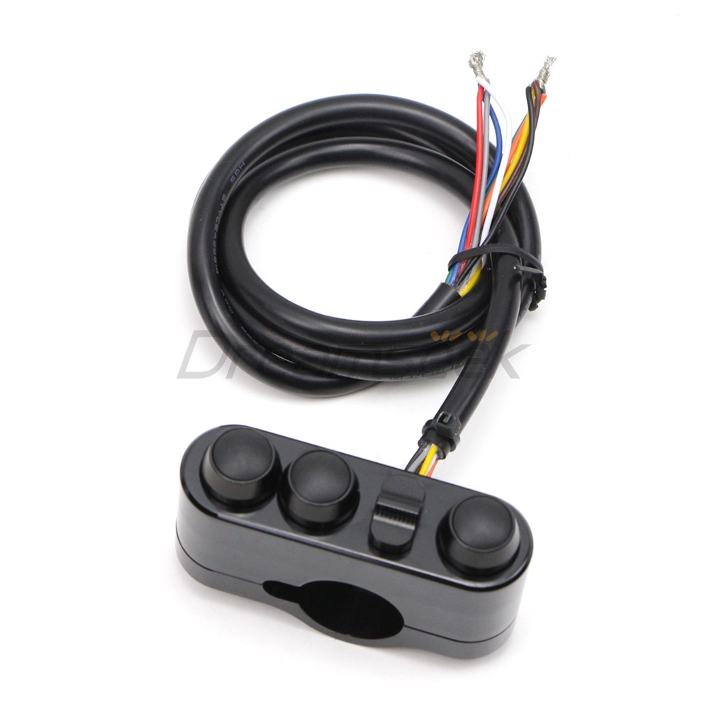 1” Universal Handlebar Switch Button Control Turn Signal Horn for Harley Black
