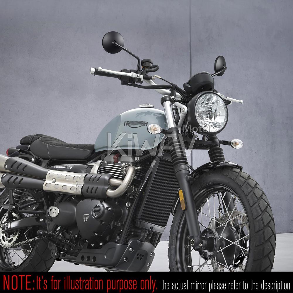 KiWAV Eclipse Mirrors Black Round for Triumph Thunderbird 1600 / 1700
