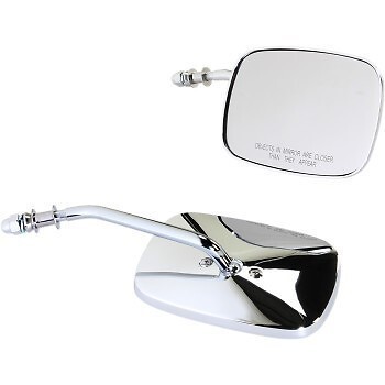 Drag Specialties Chrome Square Short Convex Mirrors for Harley