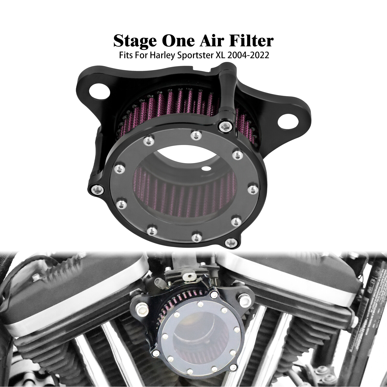 Clear Motorcycle Air Cleaner Intake Filter Fit For Harley Sportster 883 1200 72