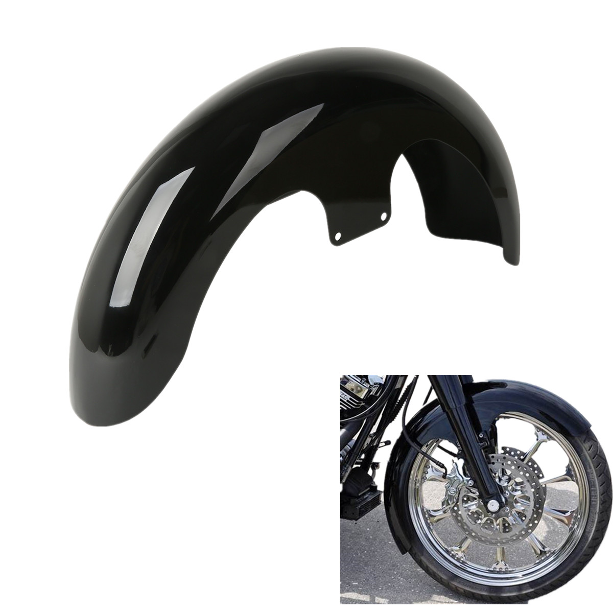 Painted BK 23″ Wrap Custom Front Fender For Harley Touring Models Custom Baggers