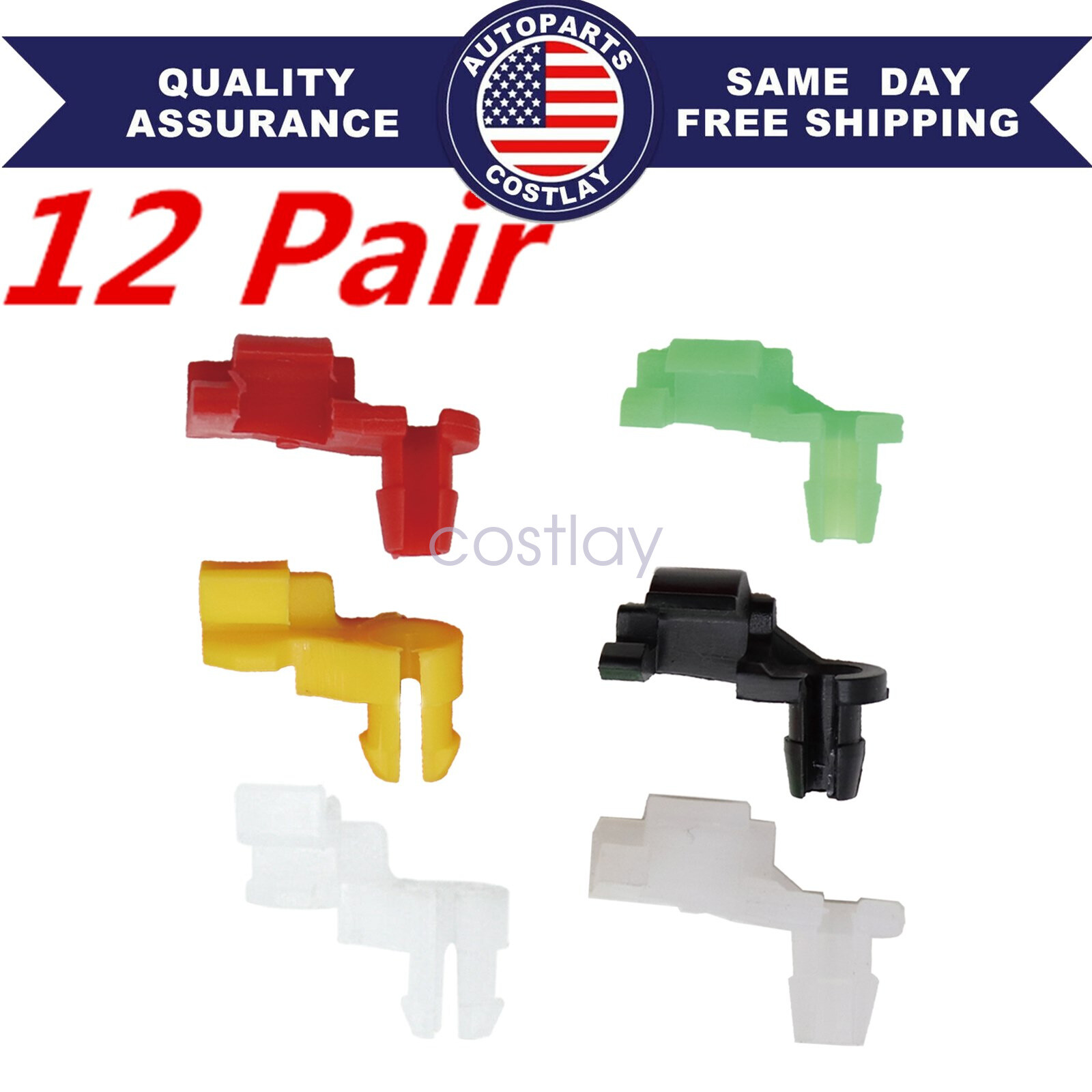 24pcs Nylon Plastic Car Rivets Door Lock Rod Clips Rod Push Fasteners Clip Kit