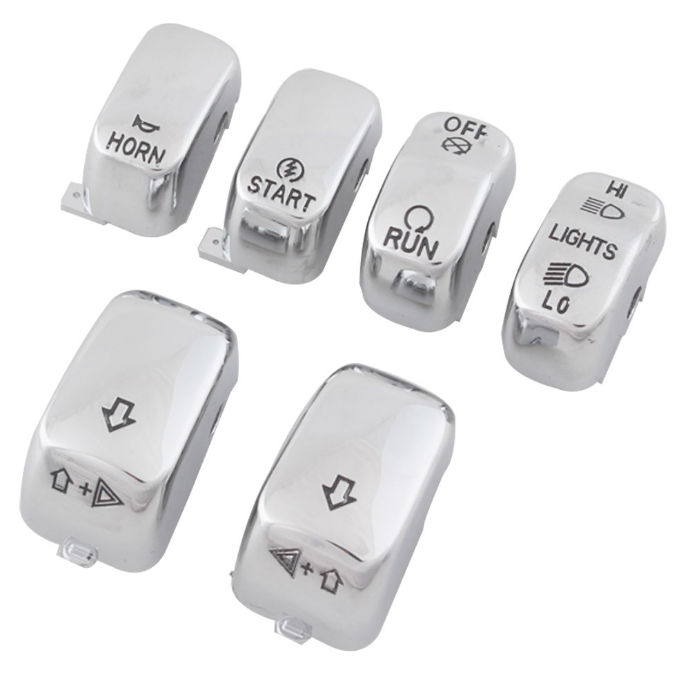 For Harley Softail Custom 96-10 Chrome Hand Control Switch Housing Button Caps