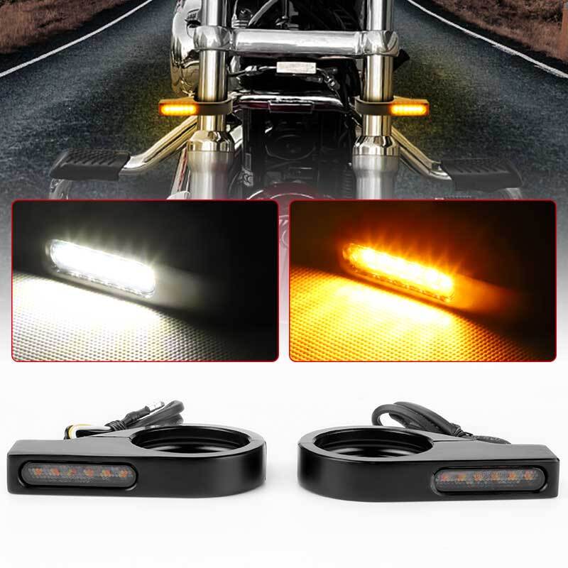2x LED Motorcycle Turn Signal Blinkers Light 12V For 39-41mm Fork Mount Clamp