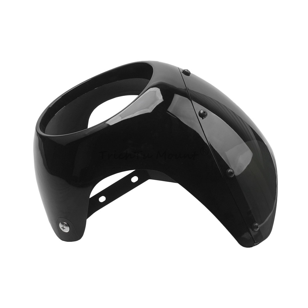 Gloss Black 7″ Round Headlight Windshield Fairing Cover Fit For Cafe Racer Honda