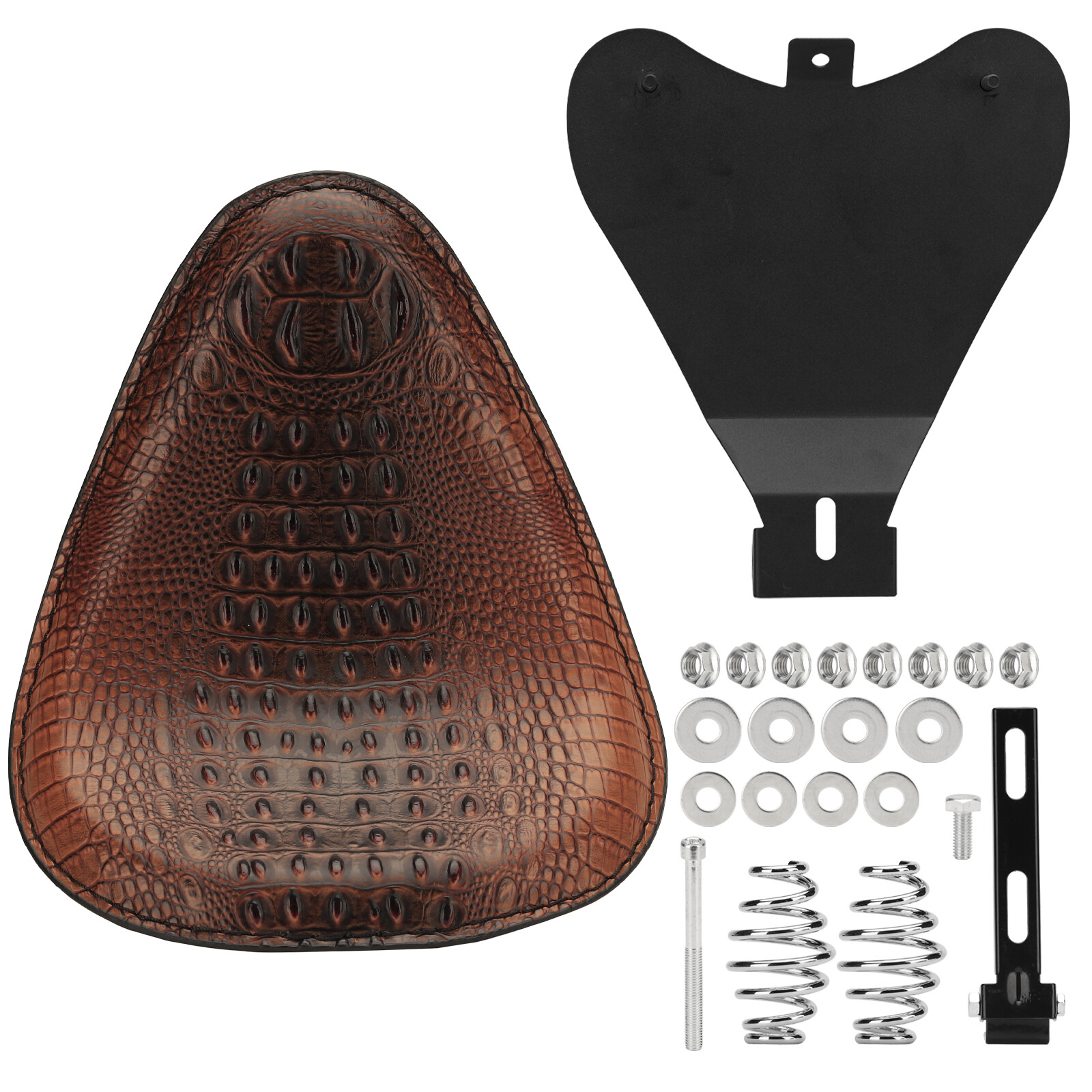 Alligator Motorcycle Leather Solo Driver Seat W/Base For Harley Chopper Bobber