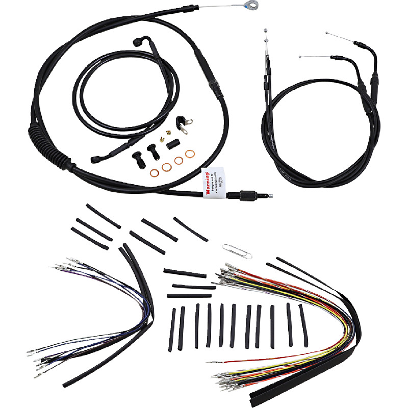 BURLY BRAND Complete Black Vinyl Handlebar Cable/Line Kit for Ape Hangers B30101