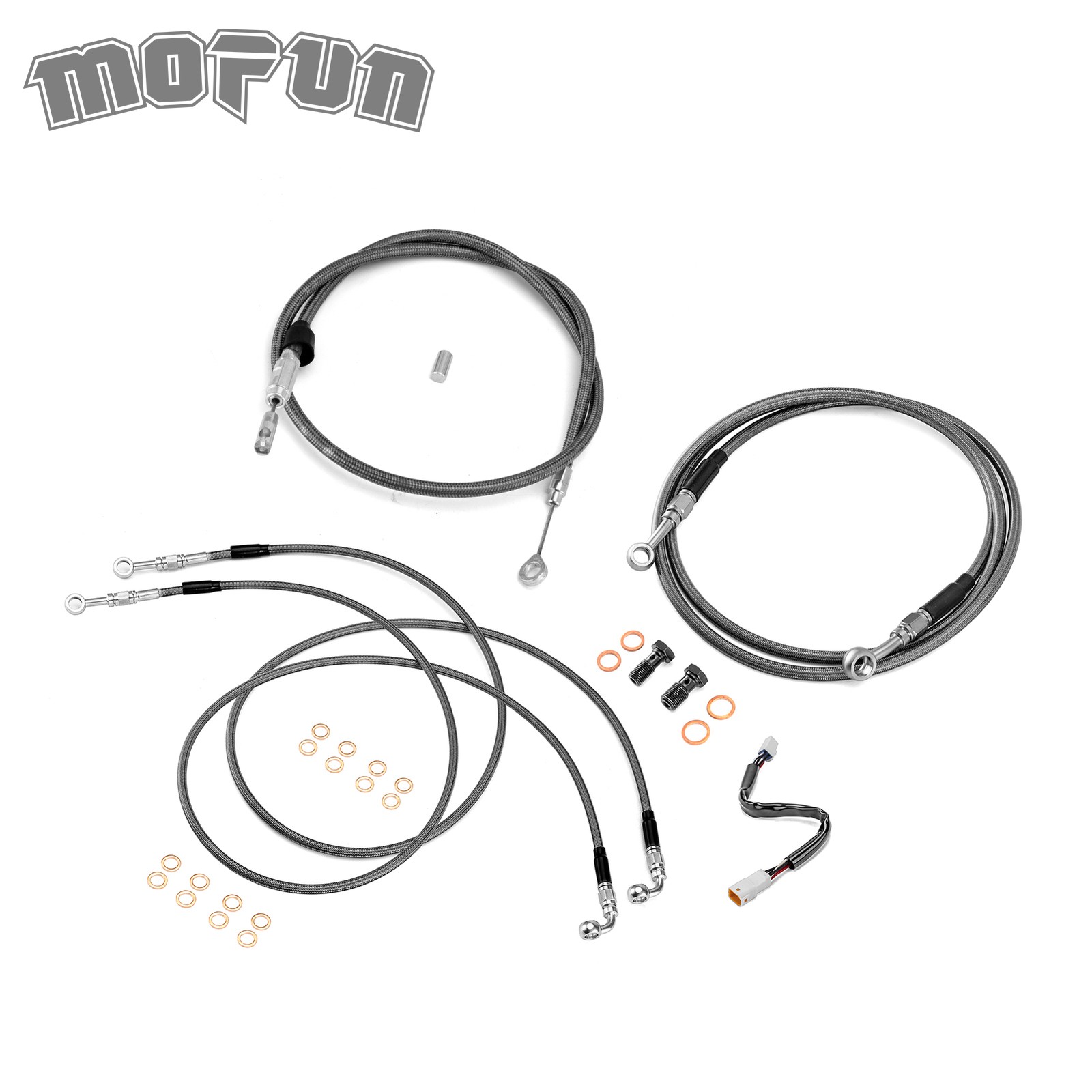 Black Stainless Steel Extended Cable Kit For Harley Street Glide Abs 2021-2023
