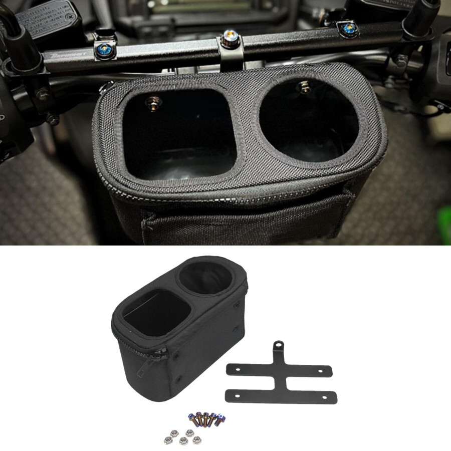 Storage Bag Organizer Pocket Cup Holder For Motorcycle Front Handlebar Crossbar