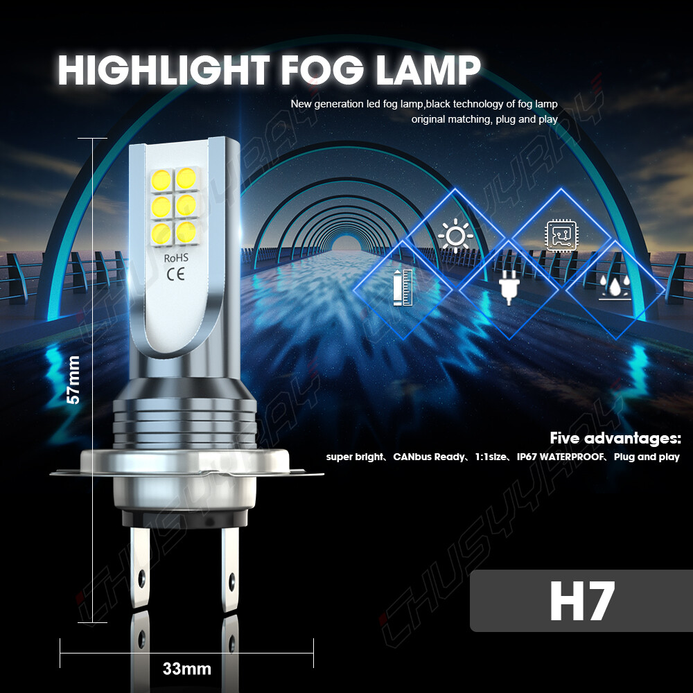 2PC H7 LED Headlight Bulbs For Yamaha YZF-R6 2003-15 YZF-R1 2006-16 Bright 6000K