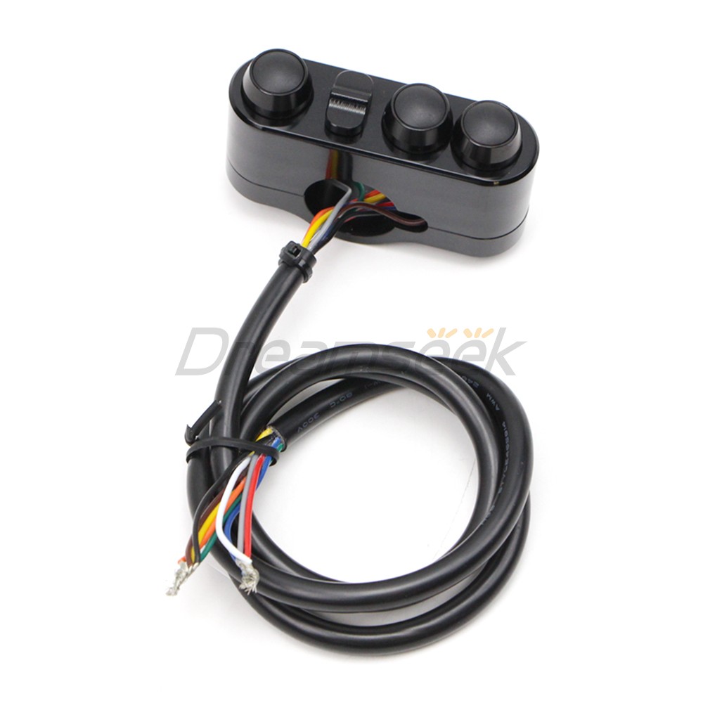 1” Universal Handlebar Switch Button Control Turn Signal Horn for Harley Black