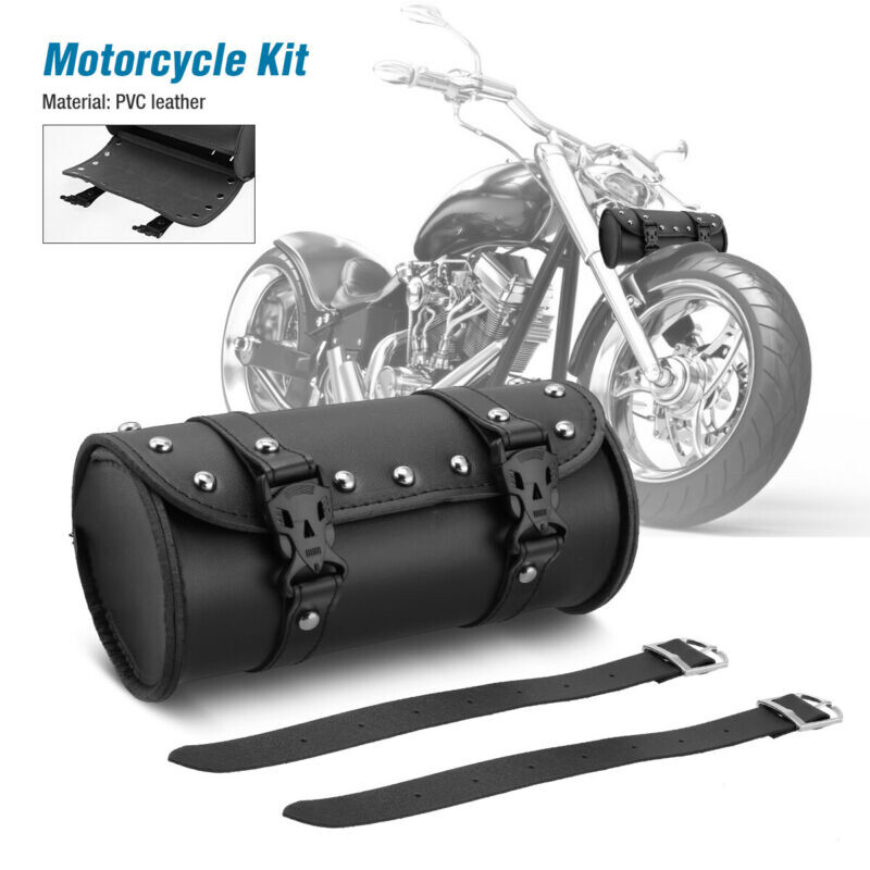 Motorcycle Front Fork Tool Bag SaddleBag Storage Pouch Luggage Handlebar Leather
