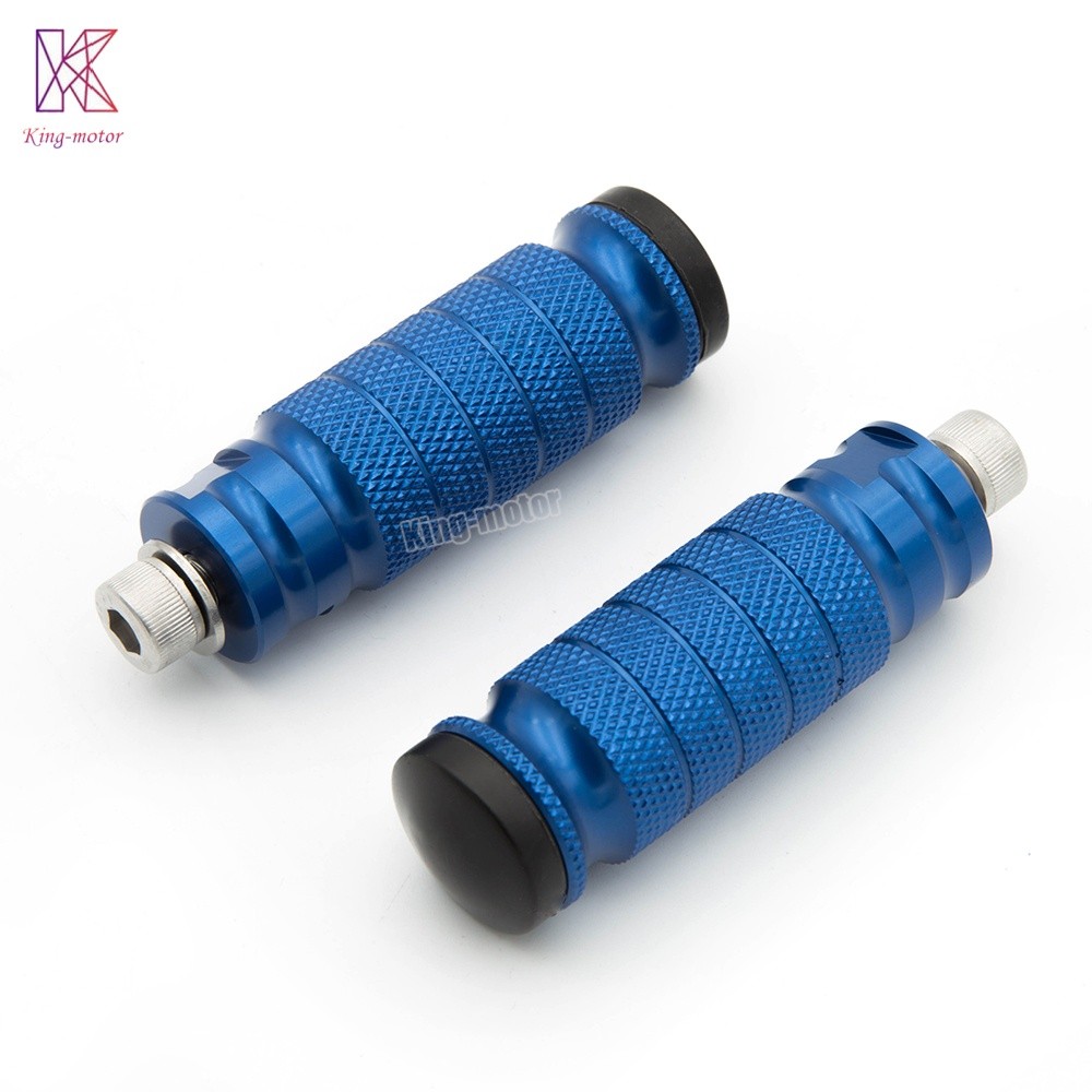 2x 8mm Aluminum Racing Footrests Footpegs Pedals Foot Pegs Pedals Universal Blue