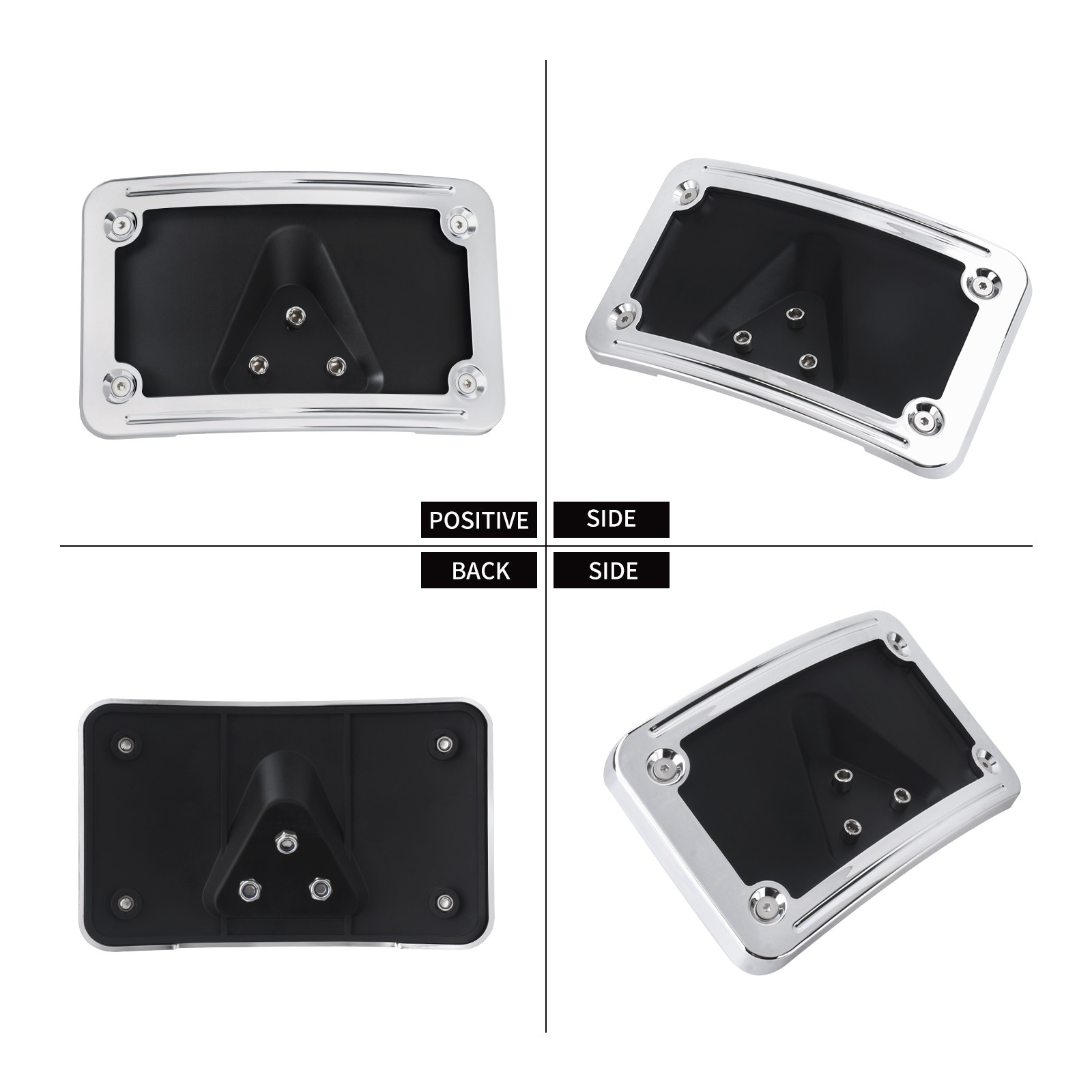 Curved Laydown Chrome License Plate Mount Bracket For Harley Softail Sportster