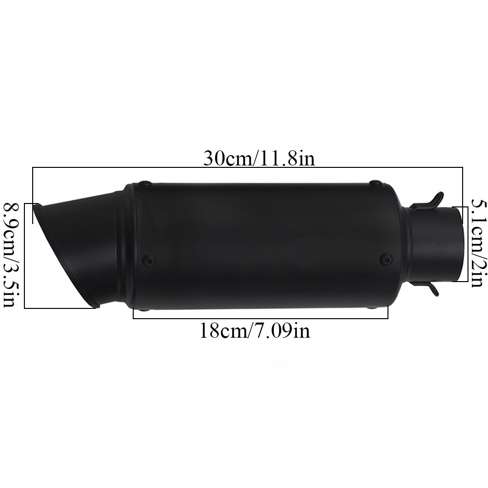Bolt-on 51mm 2″ Universal Motorcycle Black Exhaust Muffler Pipe Tail Tip