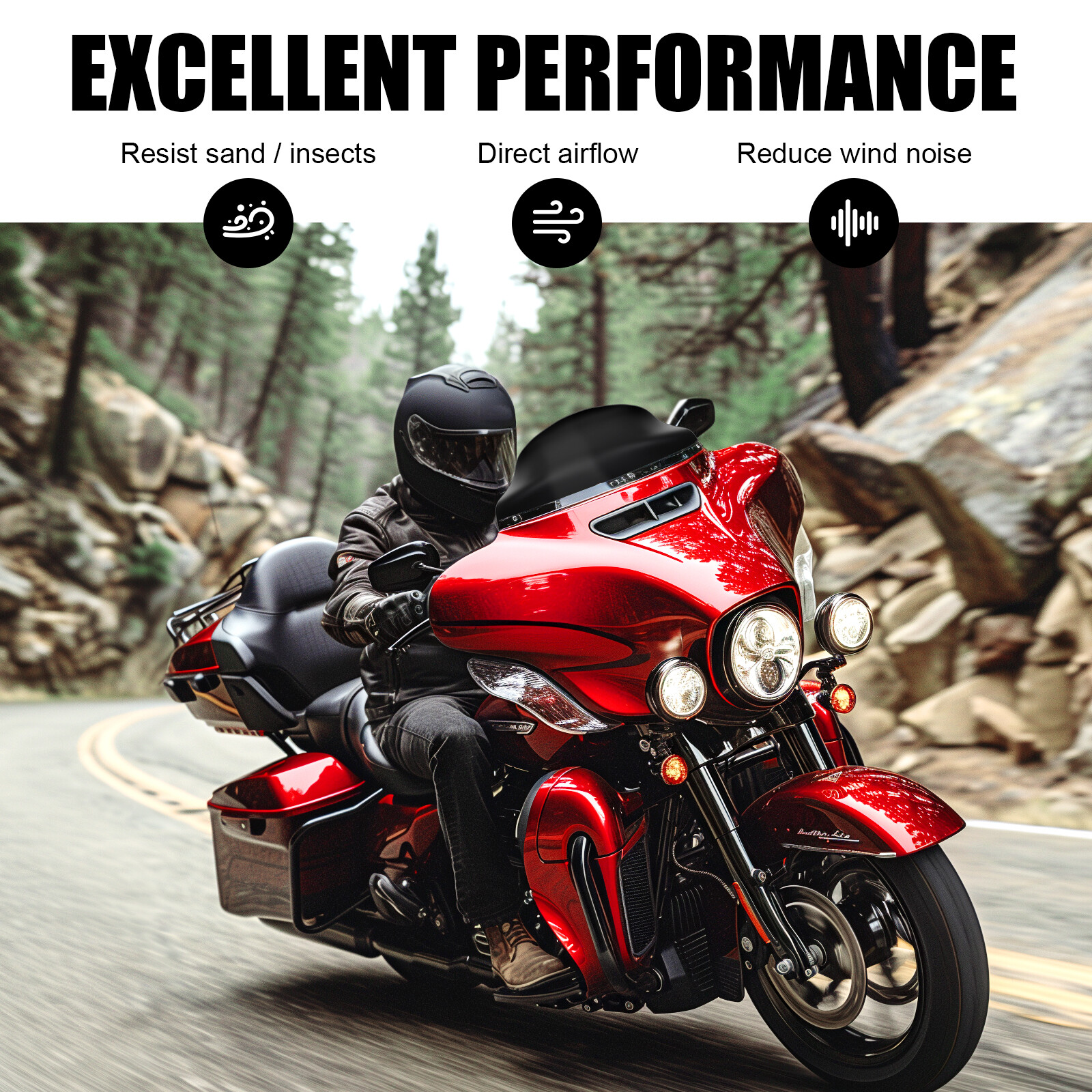4″ 7″ 9″ Wave Windshield For Harley Touring Street Glide Ultra Electra 2014-2024