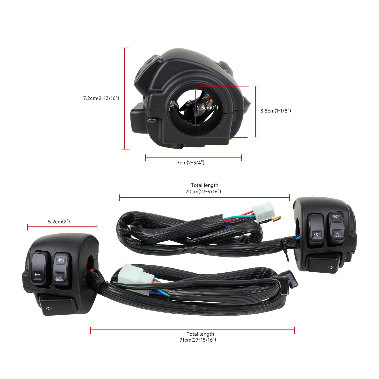 1″ 25mm Handlebars Control Switches +Hand Grips For Harley Sportster XL 883 1200