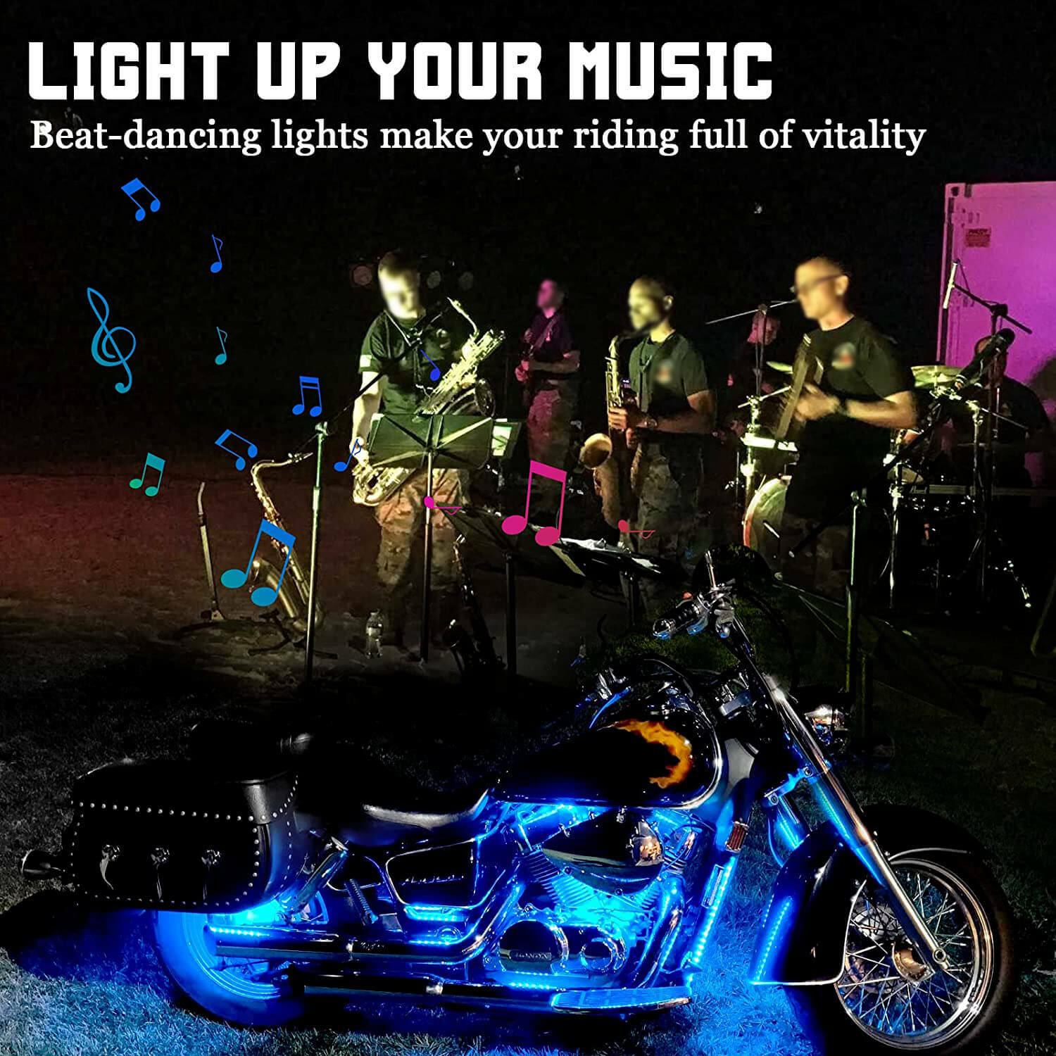 bluetooth 16X Motorcycle RGB LED Light Kit Accent Glow Strip for Harley-Davidson